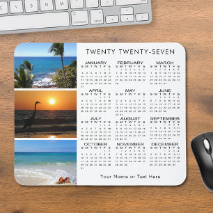 Mousepad Calendário 2027 3 Foto Personalizado Cor