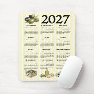 Mousepad Calendário 2027, Azeitonas Mediterrâneas Listras A