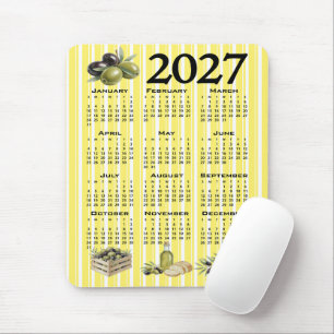 Mousepad Calendário 2027, Azeitonas Mediterrâneas Listras A