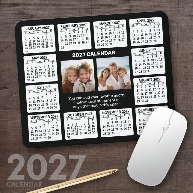 Mousepad Calendário 2027 com Foto no Centro (2027 Calendar Mousepad)