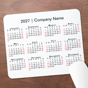 Mousepad Calendário 2027 com Nome da Empresa Branco