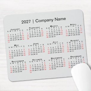 Mousepad Calendário 2027 com Nome da Empresa Cinza Claro