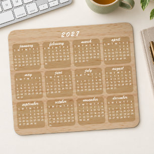 Mousepad Calendário 2027 de Estilo Minimalista Moderno em T