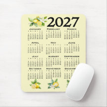 Calendário 2027 Estilo Italiano Limões Amarelo