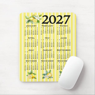 Mousepad Calendário 2027 Estilo Italiano Limões Listras Ama