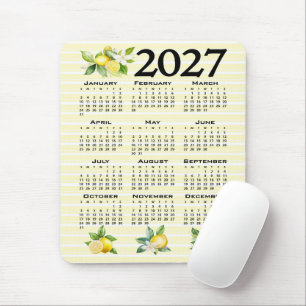 Mousepad Calendário 2027 Estilo Italiano Limões Listras Ama