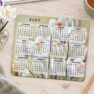 Mousepad Calendário 2027 Floral Elegante Colorido com Class