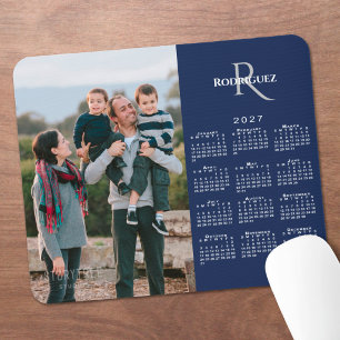 Mousepad Calendário 2027 Foto Personalizada Monograma Nome