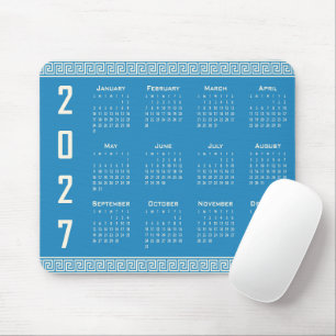 Mousepad Calendário 2027, Fretwork Grego, Cosmic Latte em A