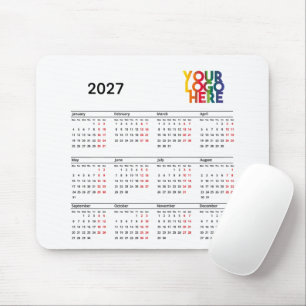 Mousepad Calendário 2027 Logotipo Empresa Corporativa Branc