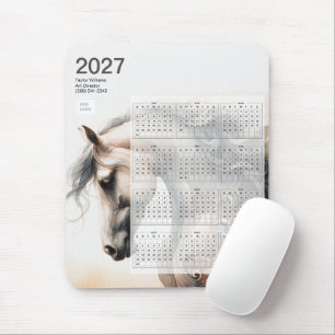 Mousepad Calendário 2027 Logotipo Negócios Equestres Cavalo