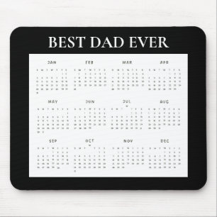 Mousepad Calendário 2027 Melhor Pai de Todos Simples Preto