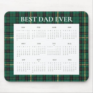 Mousepad Calendário 2027 Melhor Pai Xadrez Verde