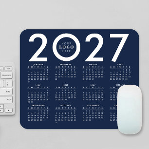 Mousepad Calendário 2027 Minimalista Logotipo Empresarial A