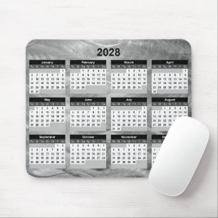 Mousepad Calendário 2028 Aço Escovado Ondulado Abstrato