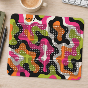 Mousepad Calendário Abstrato Moderno Retro 2027