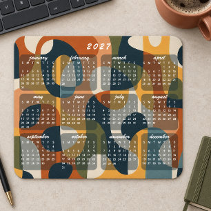 Mousepad Calendário Abstrato Moderno Retro 2027
