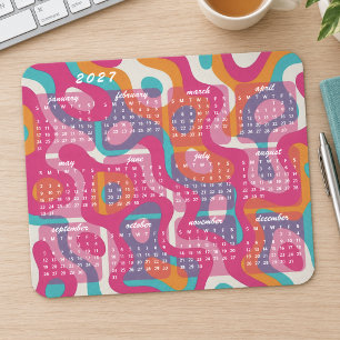 Mousepad Calendário Abstrato Moderno Retro 2027