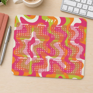 Mousepad Calendário Abstrato Moderno Retro 2027