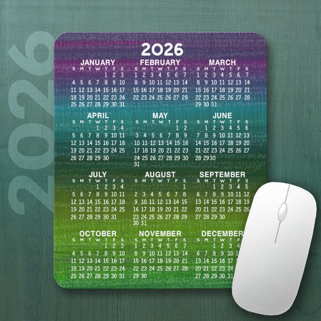 Mousepad Calendário Abstrato moderno vertical (2026 Calendar on a Mousepad)