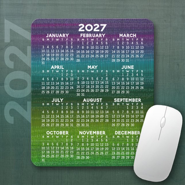 Mousepad Calendário Abstrato Moderno Vertical 2027 (2027 Calendar Mousepad)