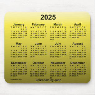 Mousepad Calendário Amarelo 2025 desbotado por Janz Mouse P