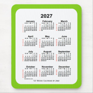Mousepad Calendário Amarelo Verde de 52 Semanas 2027 por J