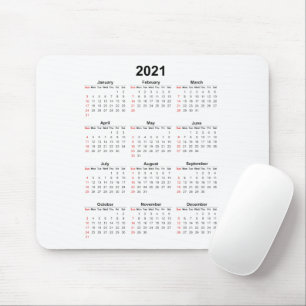 Mousepad Calendário Anual 2021 Básico