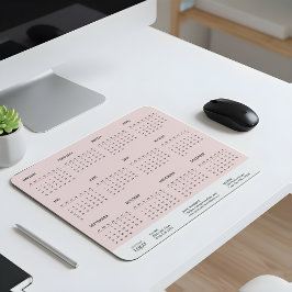 Mousepad Calendário Anual Corporativo 2026 Presente Rosa