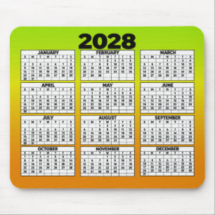 Mousepad Calendário Anual de 12 Meses para 2028