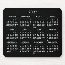 Mousepad Calendário Anual de 2025 do Art Deco