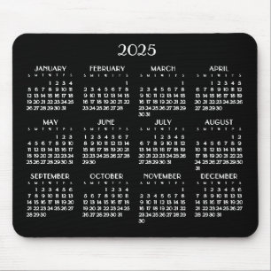 Mousepad Calendário Anual de 2025 do Art Deco