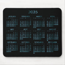 Calendário Anual do Deco Azul Elegante 2025