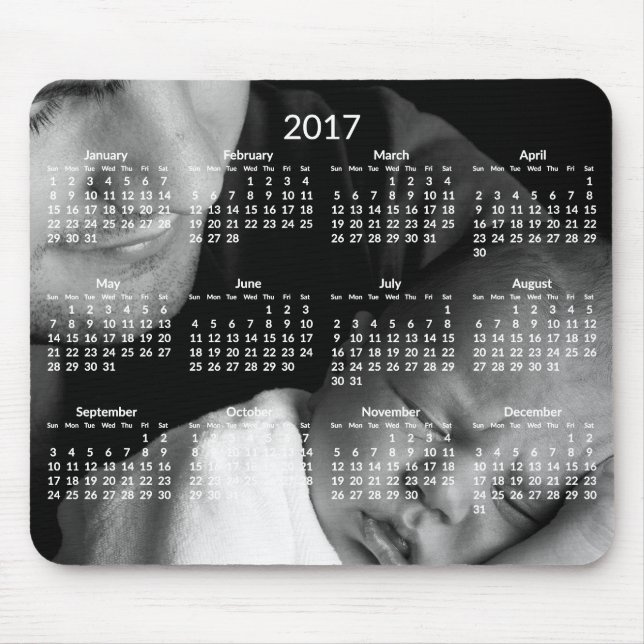 Mousepad Calendário Anual Personalizado 2017 (Frente)
