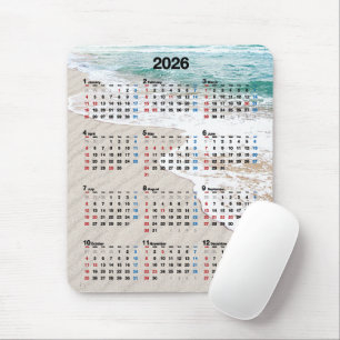 Mousepad Calendário Areia da Praia Oceânica 2026