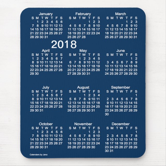 Mousepad Calendário azul das letras grandes da caixa de (Frente)
