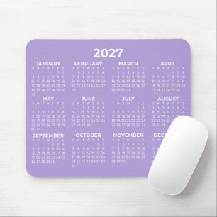 Mousepad Calendário Básico Ano Completo 2027 Lavanda Branco