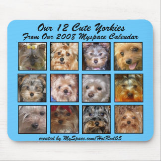 Mousepad CALENDÁRIO BONITO de YORKIES 2008 (em um mousepad)