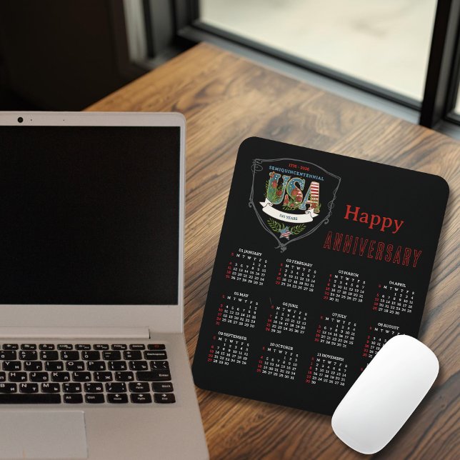 Mousepad Calendário Botânico Semiquincentenário de 2026 (2026 Semiquincentennial Botanical Calendar Mouse Pad)