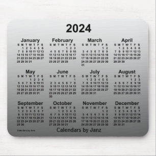 Mousepad Calendário Branco apagado de 2024 pelo Painel do