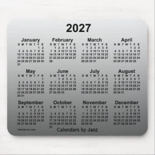Mousepad Calendário Branco apagado de 2027 pelo Painel do
