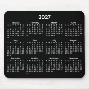 Mousepad Calendário Branco Caprichoso 2027 em Preto