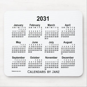 Mousepad Calendário branco de 2031, feito por Janz Mouse P