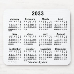 Mousepad Calendário branco de 2033 pelo Painel do mouse Ja