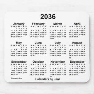 Mousepad Calendário branco de 2036 pelo Painel do mouse Ja