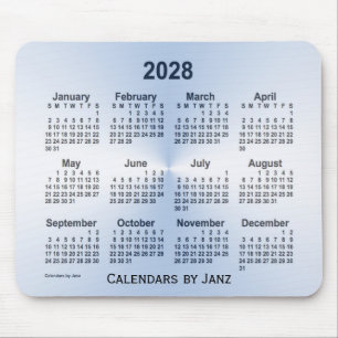 Mousepad Calendário branco do ano salto de 2028 pelo Mouse 