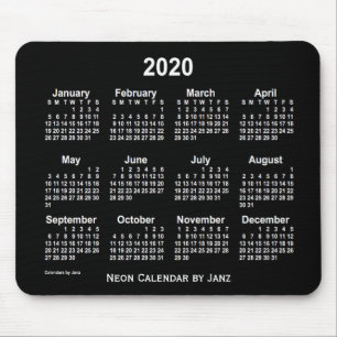 Mousepad Calendário branco Neon 2020 de Janz
