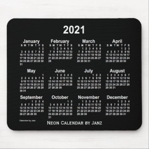 Mousepad Calendário branco neon 2021 de Janz