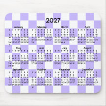 Calendário Caprichoso de 2027 com Xadrez Lavanda e