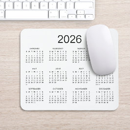 Mousepad Calendário Clássico Preto e Branco 2024 Simples